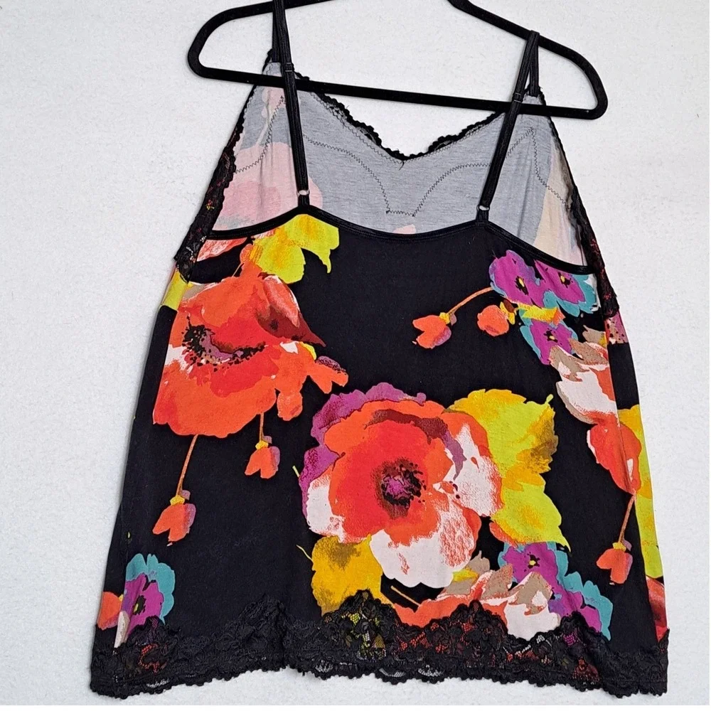 Lane Bryant Cami Womens 18 20 Black Floral Lace Trim V Neck Sleeveless Tank Top - Picture 5 of 13